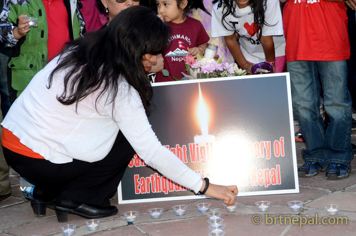Candle light vigil of the victims of the earthquake in Nepal