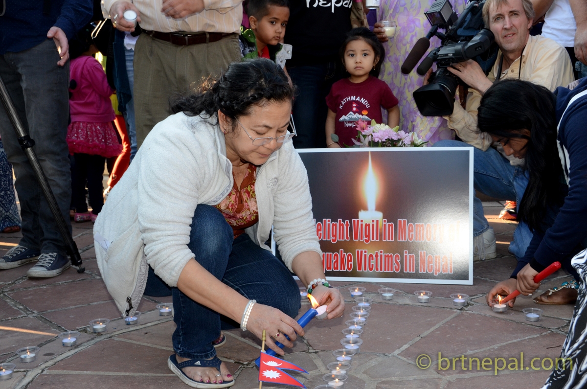 Candle light vigil of the victims of the earthquake in Nepal